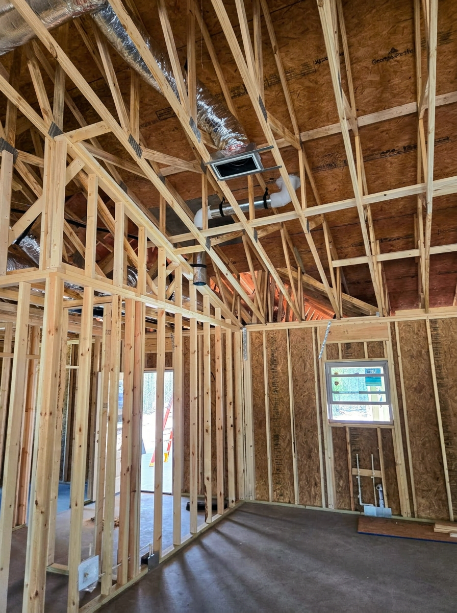 Residential ductwork install with vents and supply lines